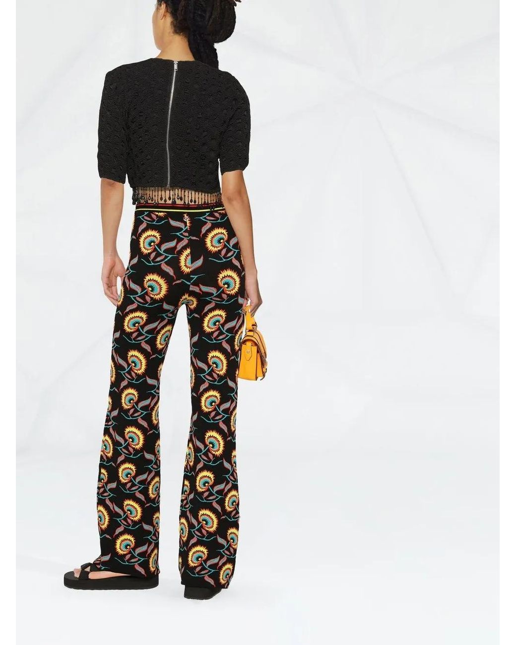 Rabanne Black Floral-Print Trousers