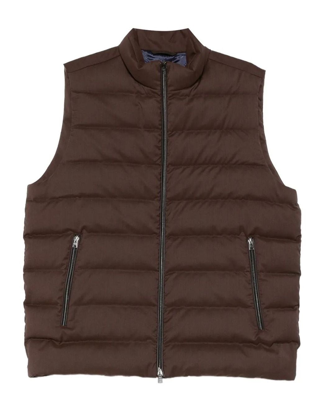 Herno Brown Zip-Up Quilted Gilet for men