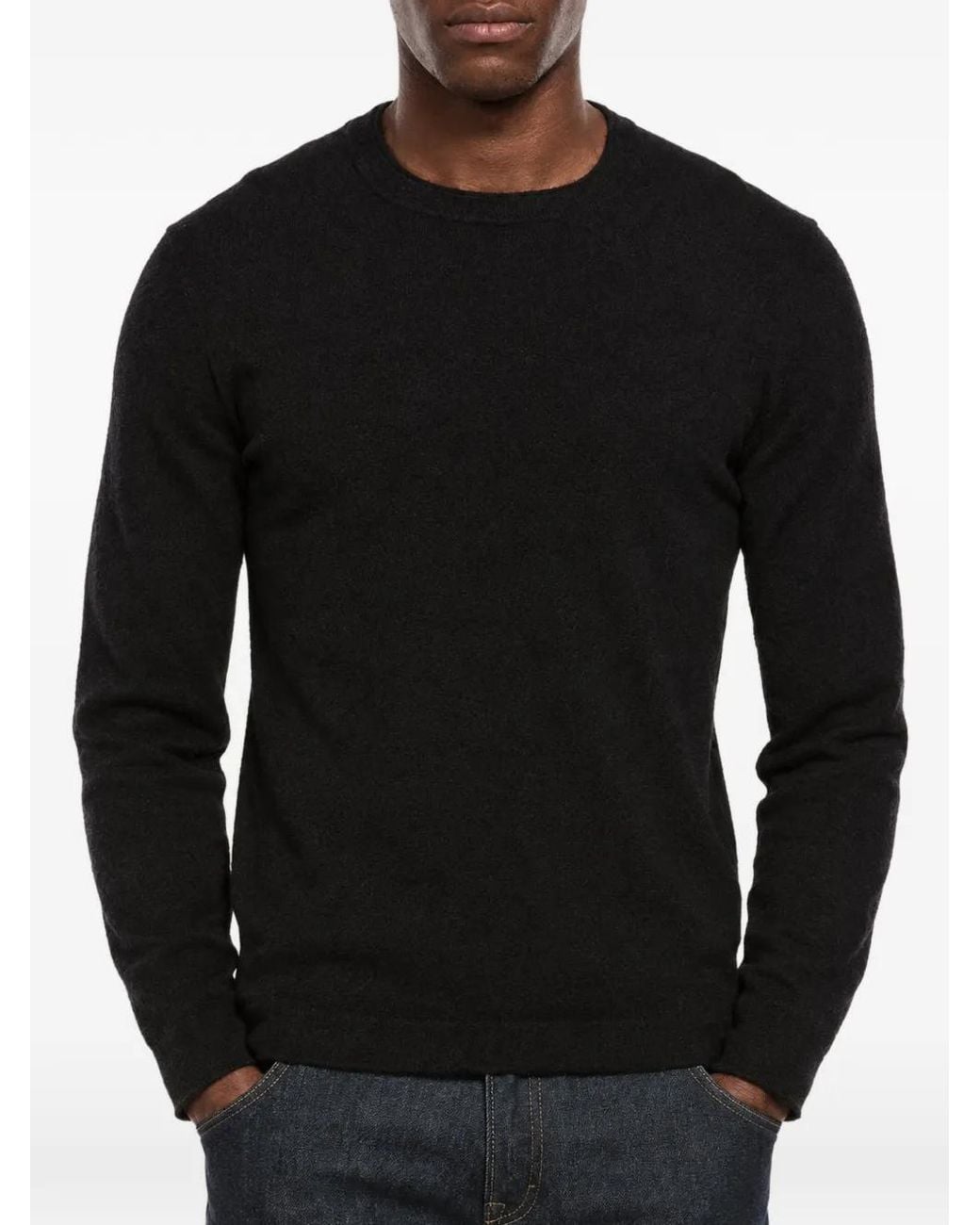 Brunello Cucinelli Black Crew-Neck Long-Sleeve Sweater for men