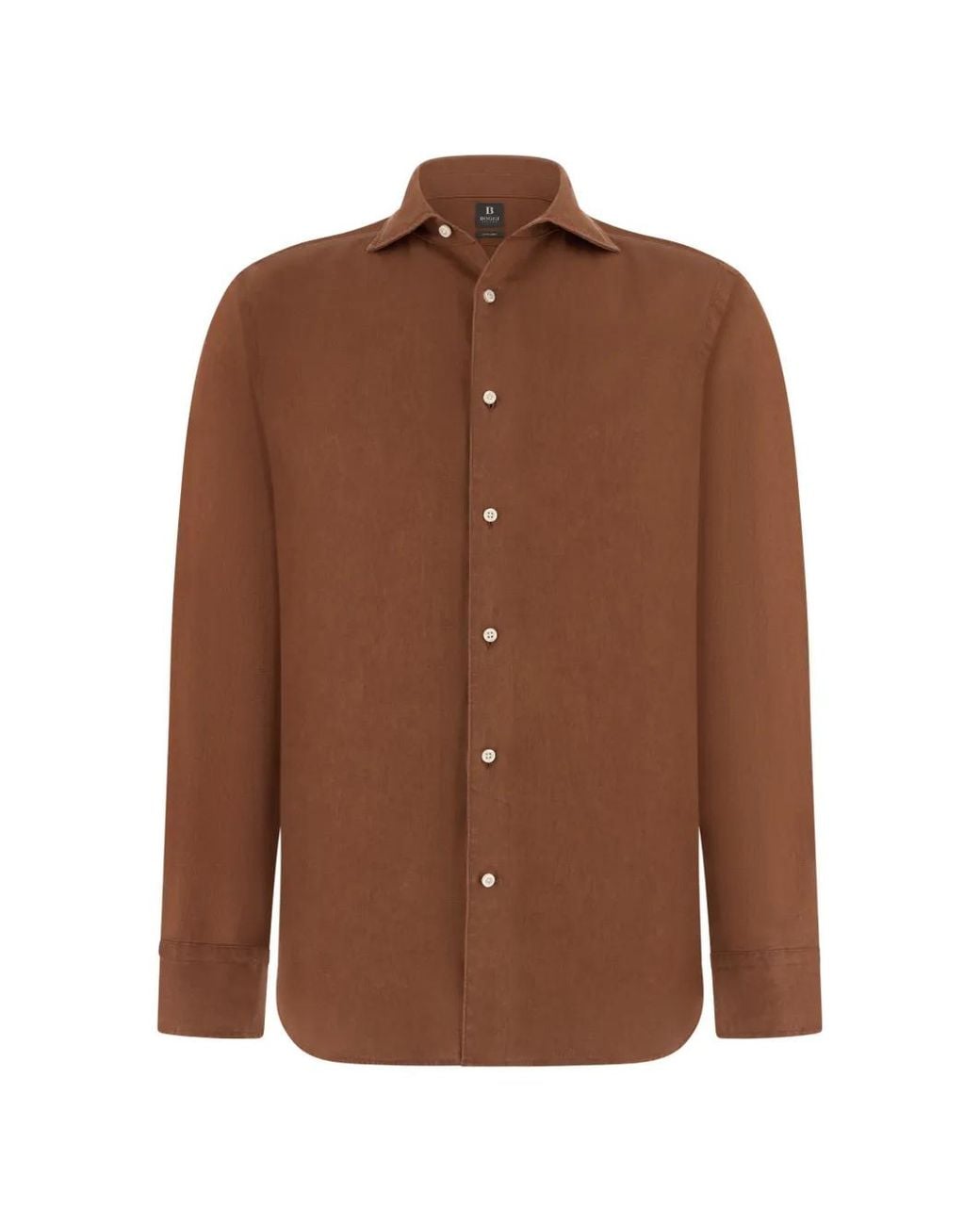 Boggi Brown Bowling Collar Linen Shirt for men
