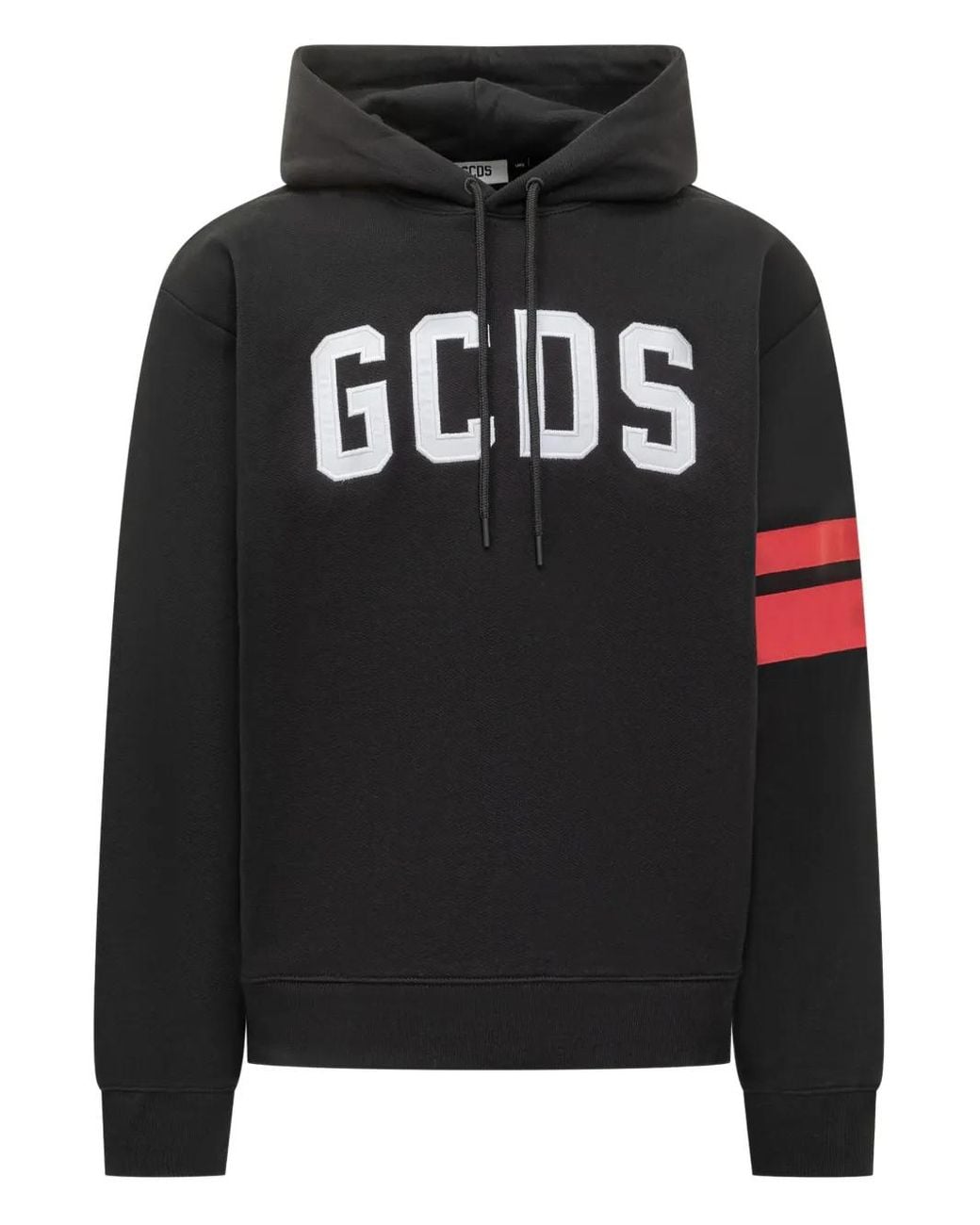 Gcds Black Stripe-Sleeve Hoodie for men