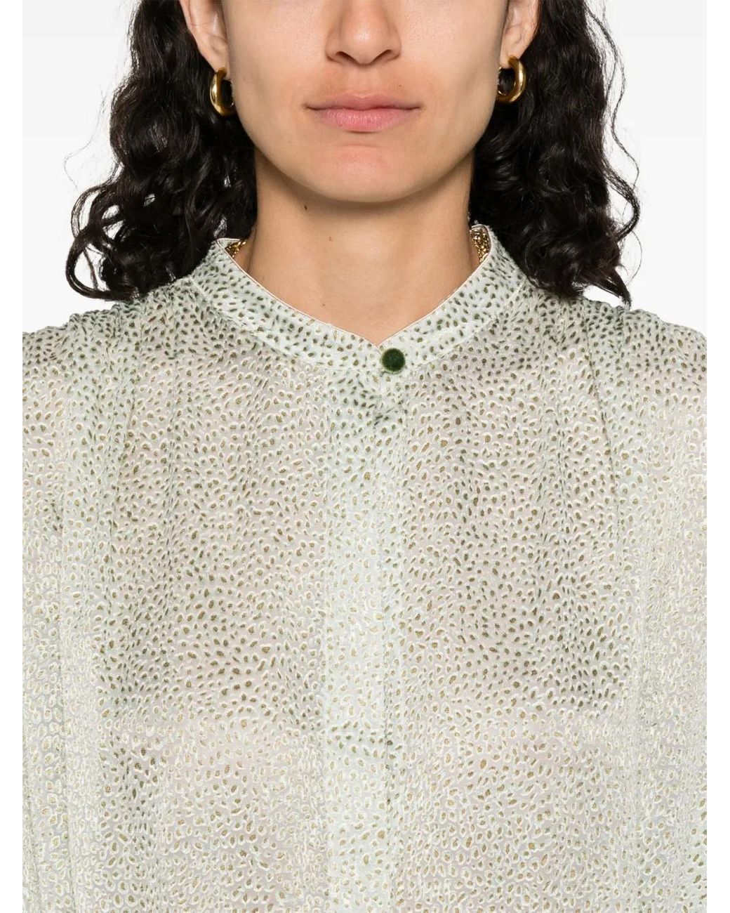 Forte_forte White Abstract-Pattern Blouse