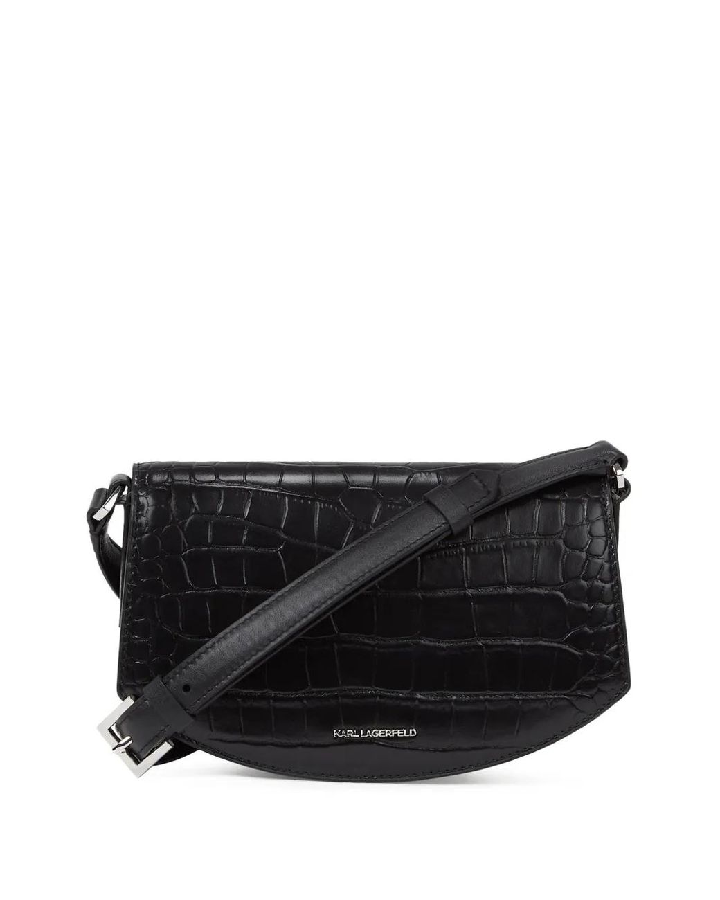 Karl Lagerfeld Black Karl Studio Crocodile-Embossed Cross Body Bag