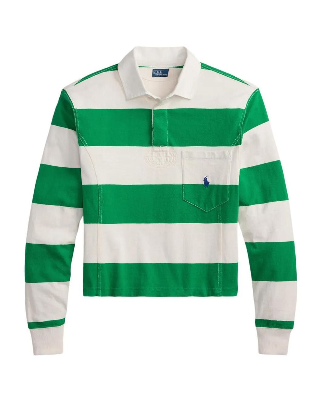 Polo Ralph Lauren Green Striped Patch Pocket Rugby Shirt