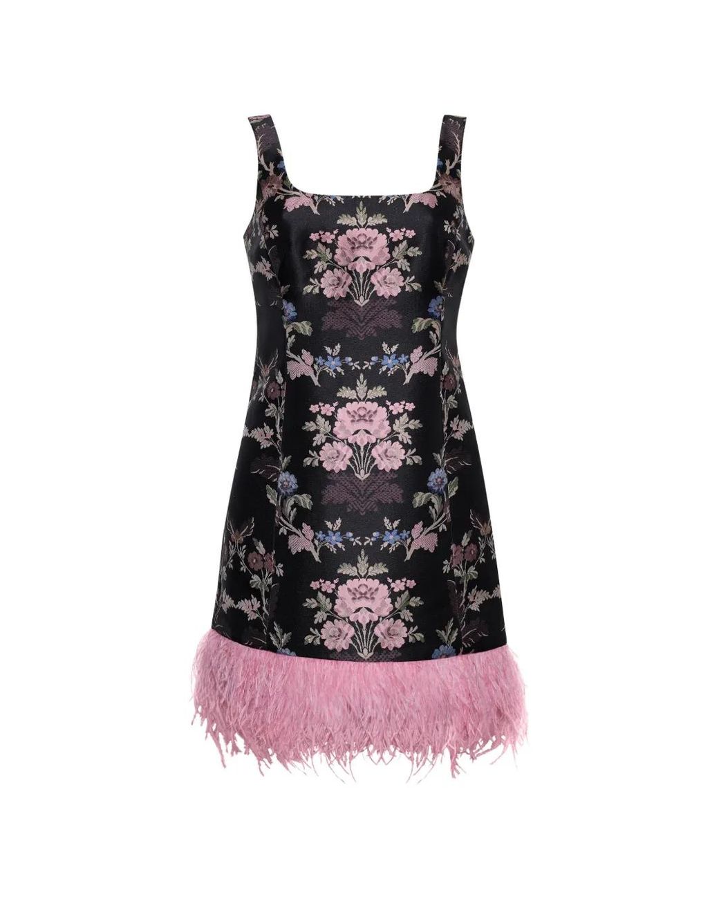 Cara Cara Black Elena Feather-Trim Mini Dress
