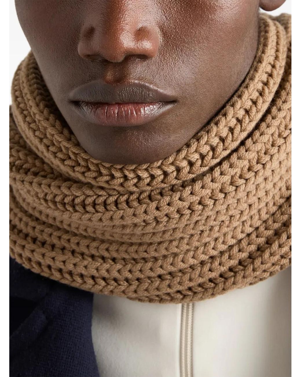 Prada Brown Enameled Triangle Knit Scarf