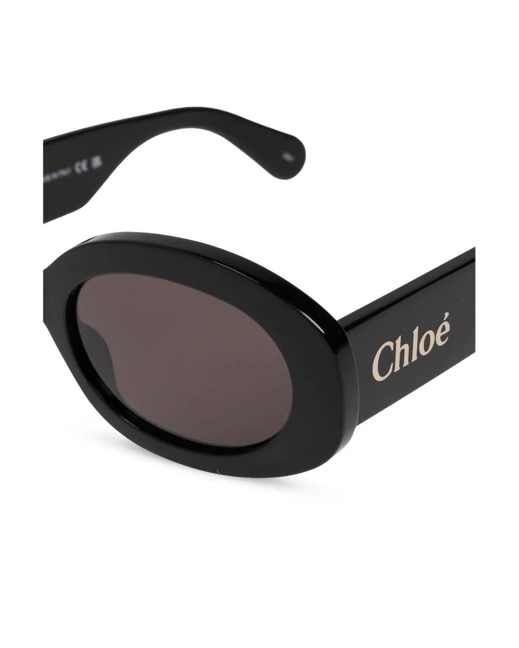 Chloé Black Oval-Frame Recycled-Acetate Sunglasses