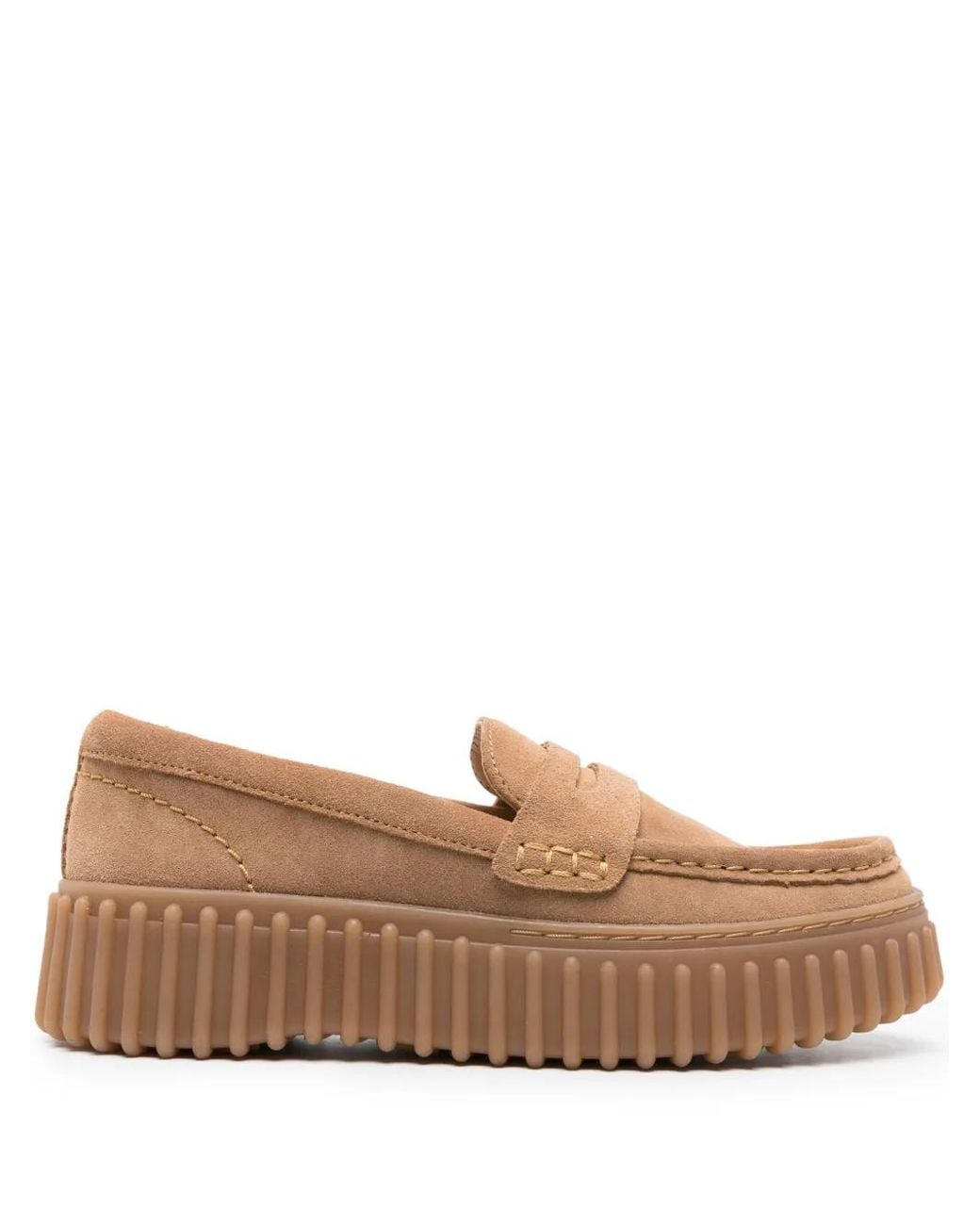 Clarks Brown Torhill Penny Flatform Loafers