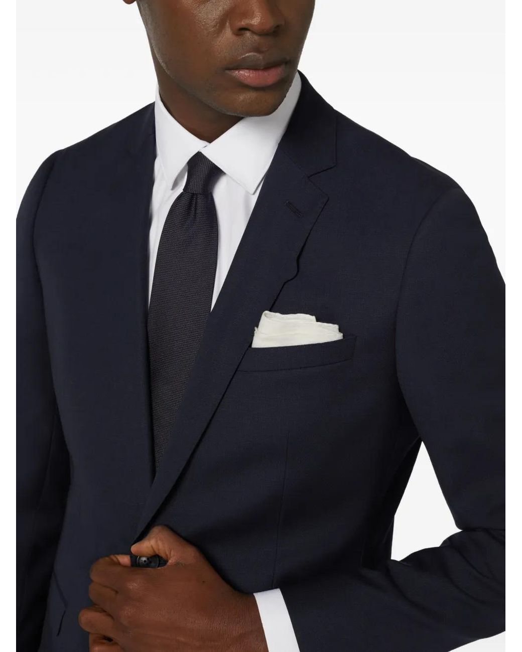 Boggi Blue Micro Patterned Stretch Wool Blazer for men
