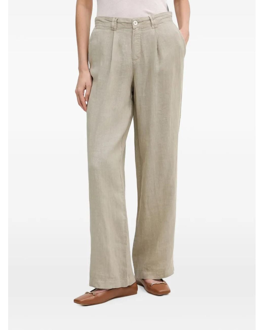 MARC AUREL Natural Pleated Wide-Leg Trousers