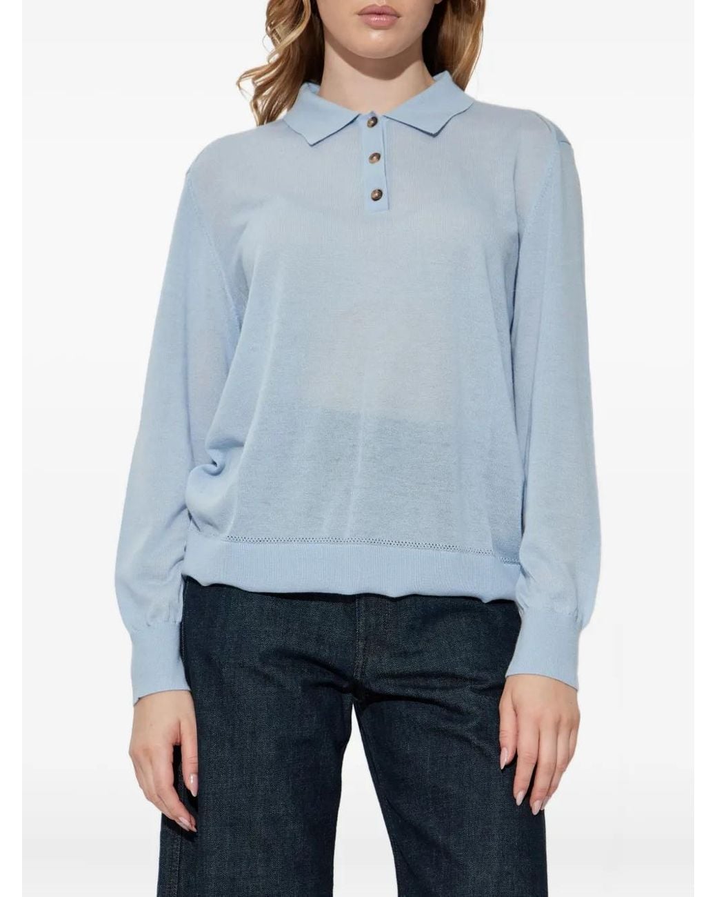 Rag & Bone Blue Buttoned Polo Top
