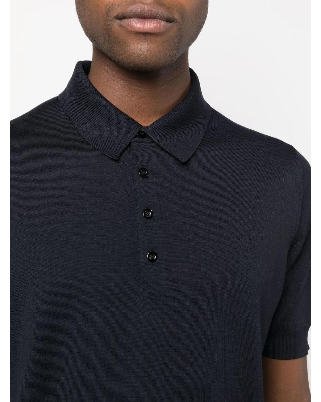 GOES BOTANICAL Blue Merino-Wool Polo Shirt for men