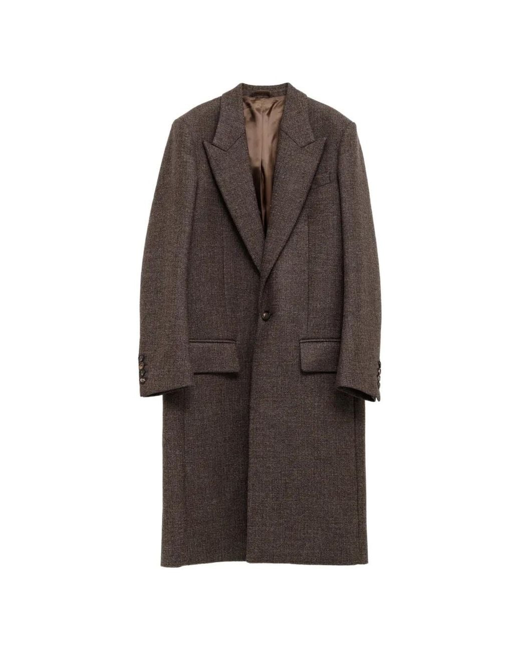 Acne Brown Wool Single-Breasted Coat for men