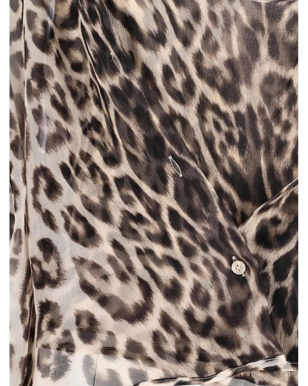 Ermanno Scervino White Silk Shirt, Animal Print, Classic Collar