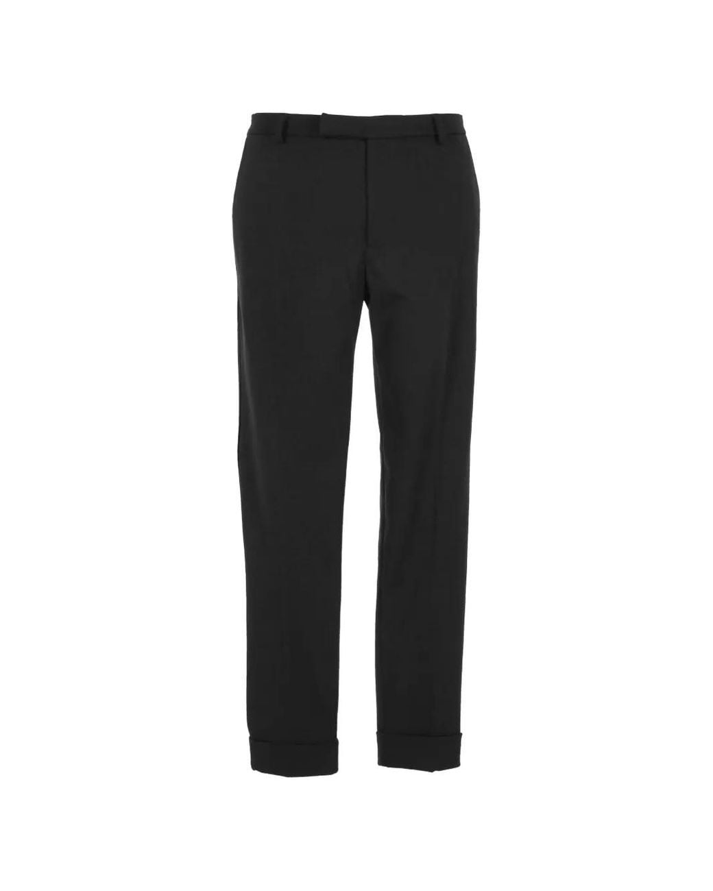 Hōsio Black Straight-Leg Turn-Up Trousers for men