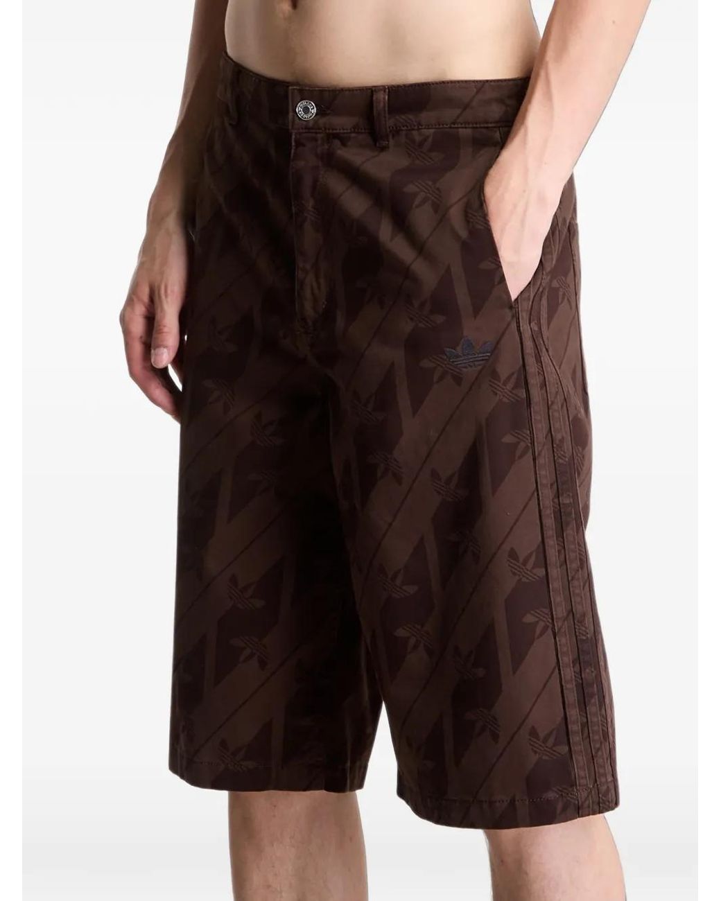 Adidas Brown Monogram-Print Shorts for men
