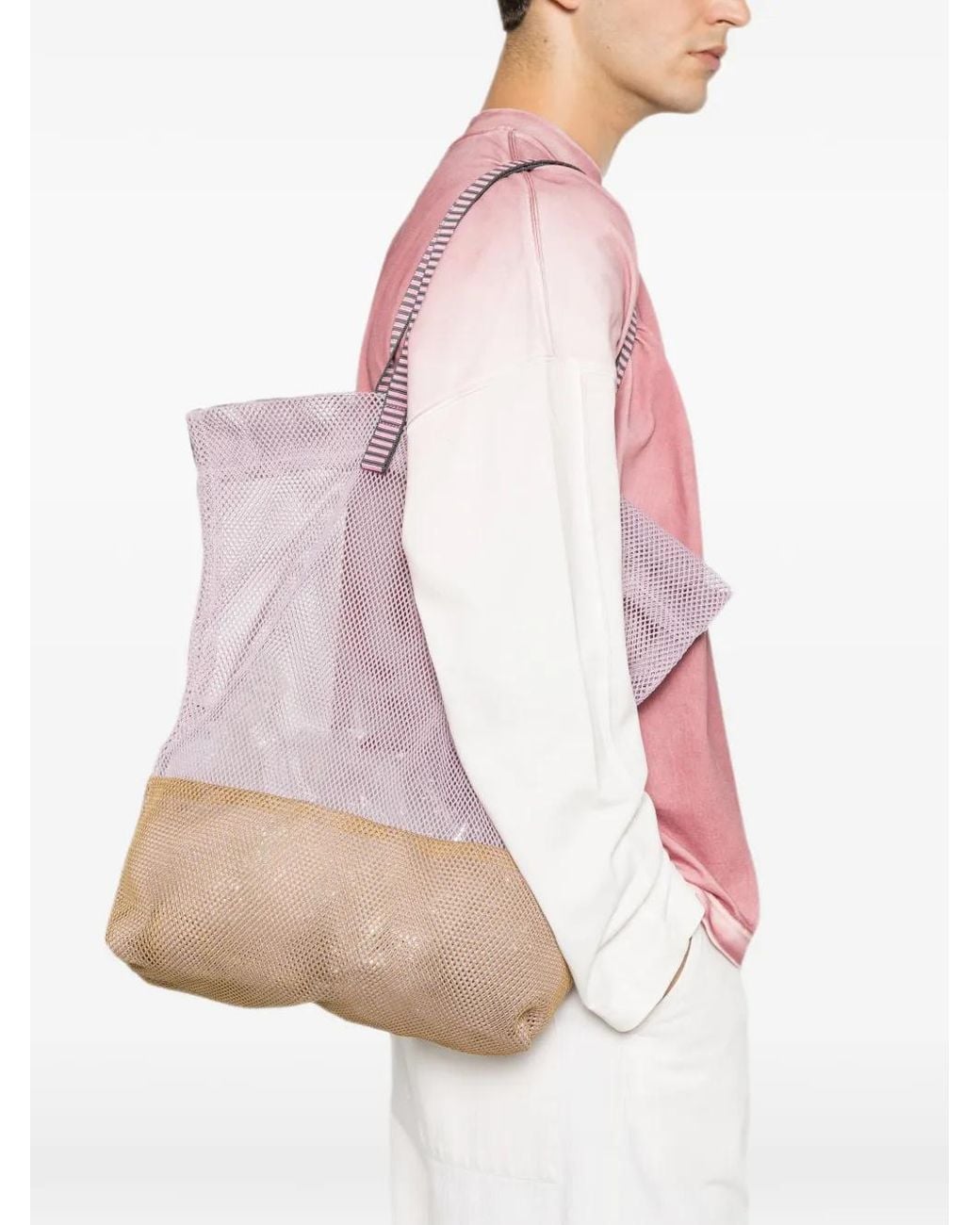 Epice Pink Two-Tone Mesh Shoulder Bag