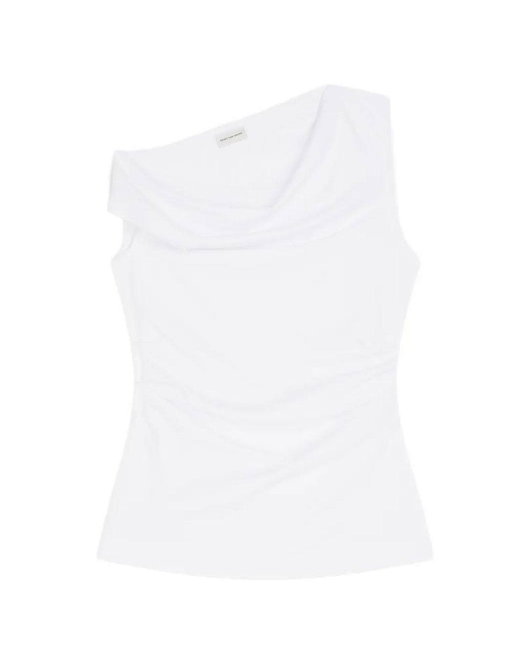 Dries Van Noten White Off-Shoulder Jersey Top
