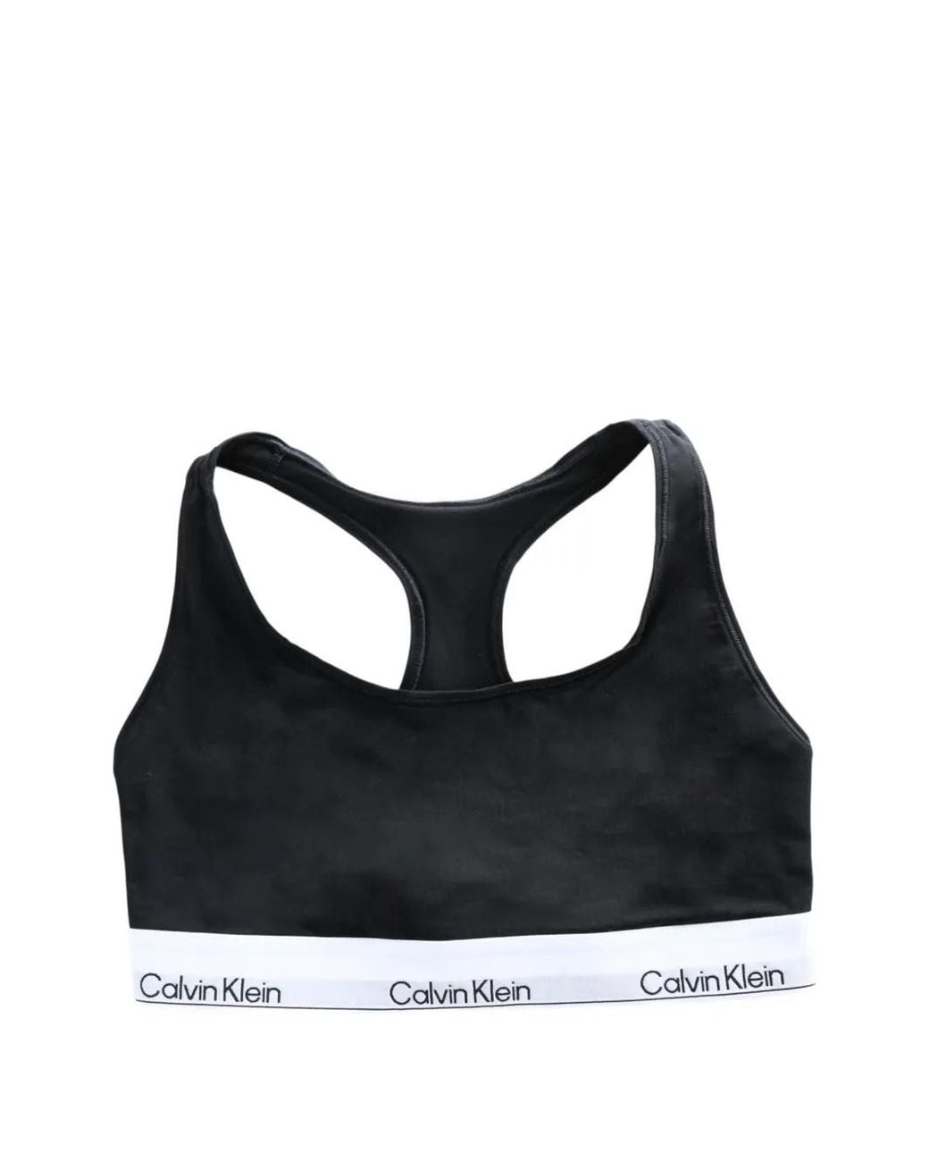 Calvin Klein Black Logo-Tape Racerback Bra