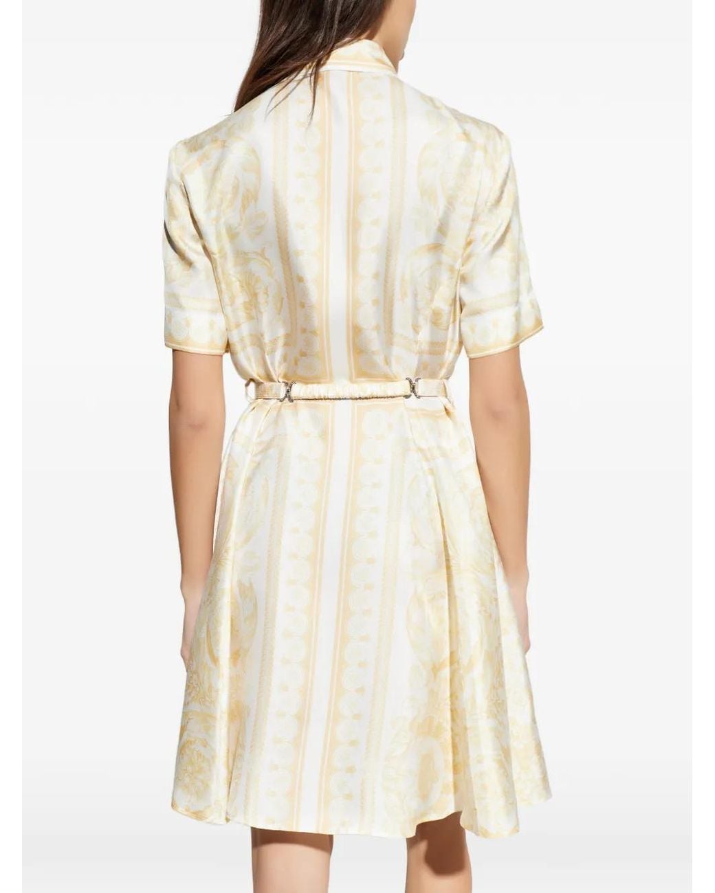 Versace Natural Silk Dress With A Belt