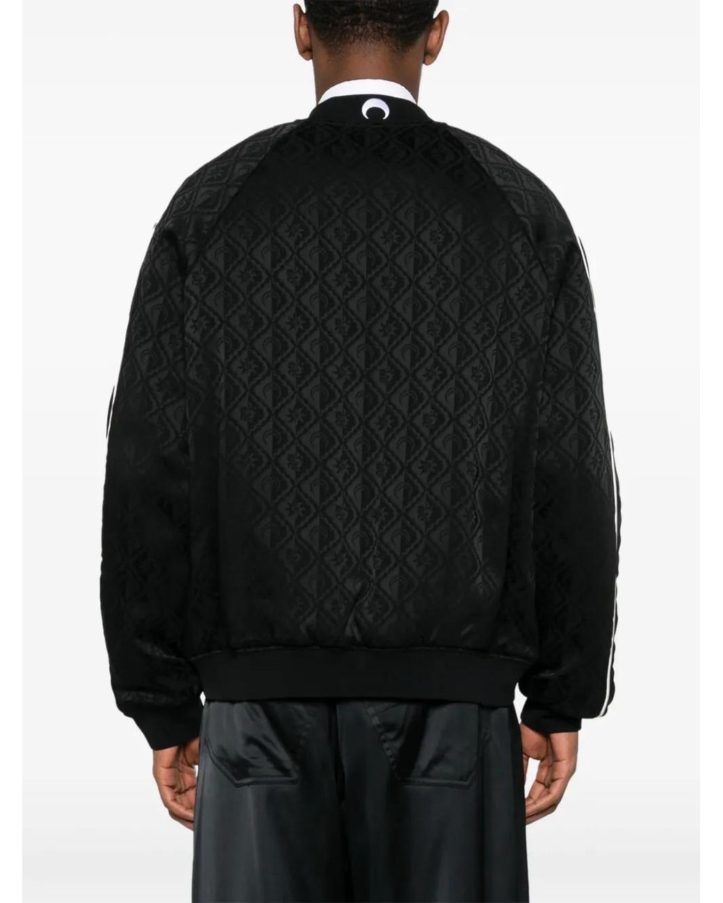 MARINE SERRE Black Jacquard Viscose Bomber Jacket for men