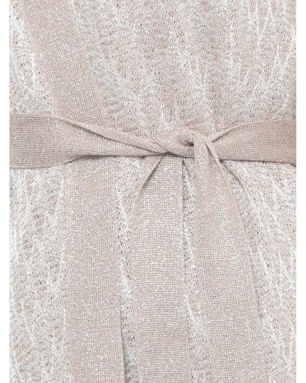 D.exterior White Metallic-Thread Belted Cardigan