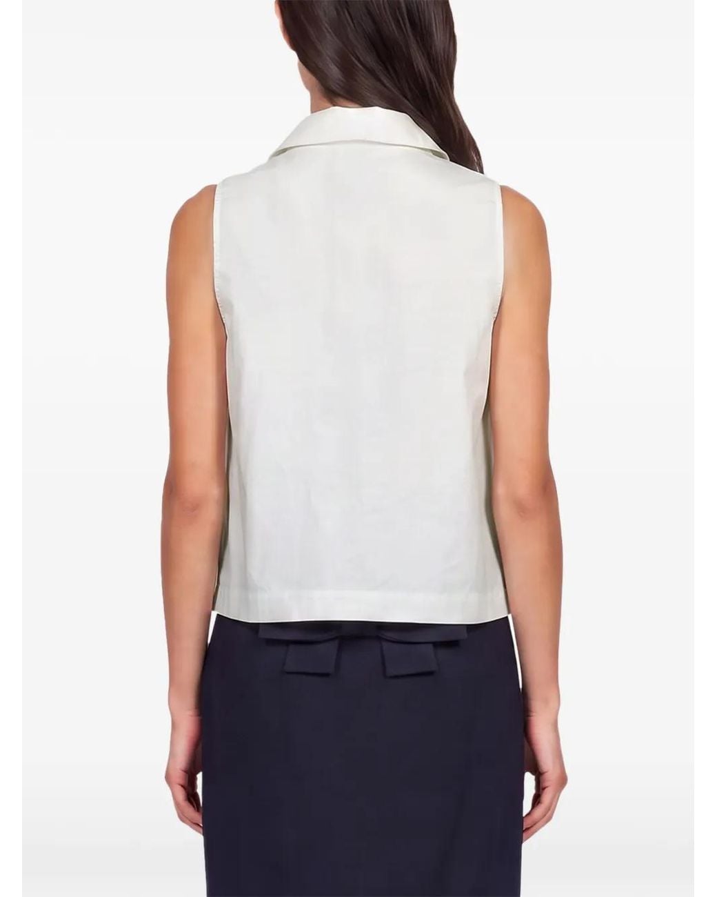 ShuShu/Tong White Bow-Detail Sleeveless Shirt