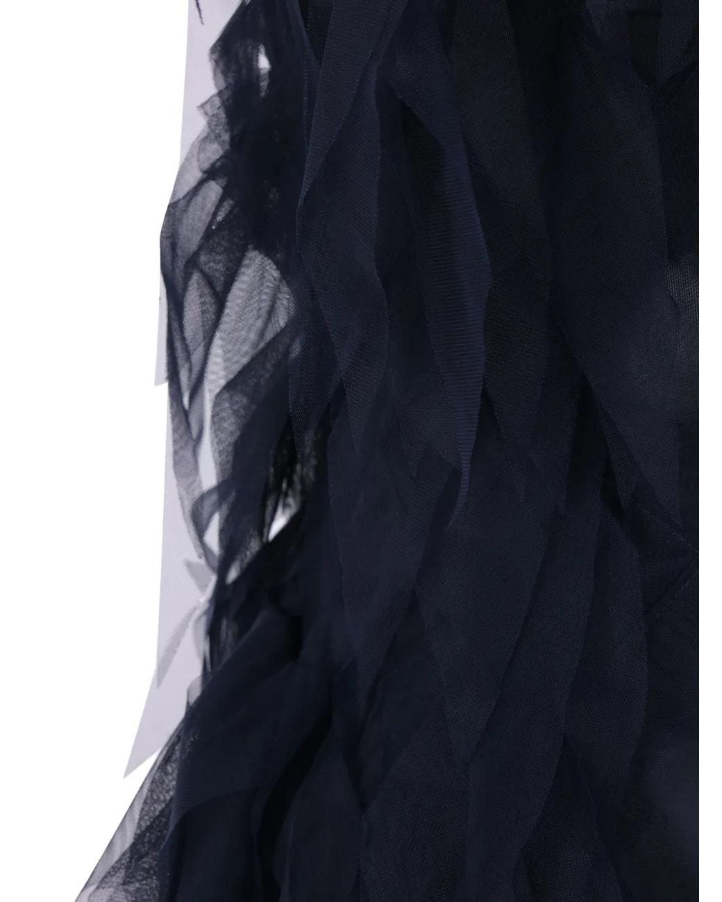 PAULINE DUJANCOURT Blue Mesh-Layered Spaghetti-Strap Dress