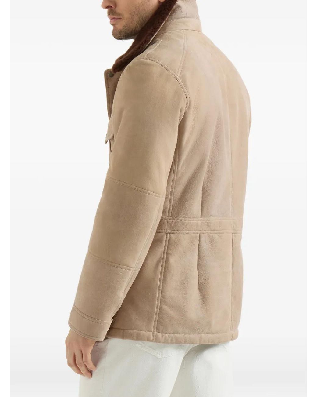Brunello Cucinelli Natural Shearling Safari Jacket for men