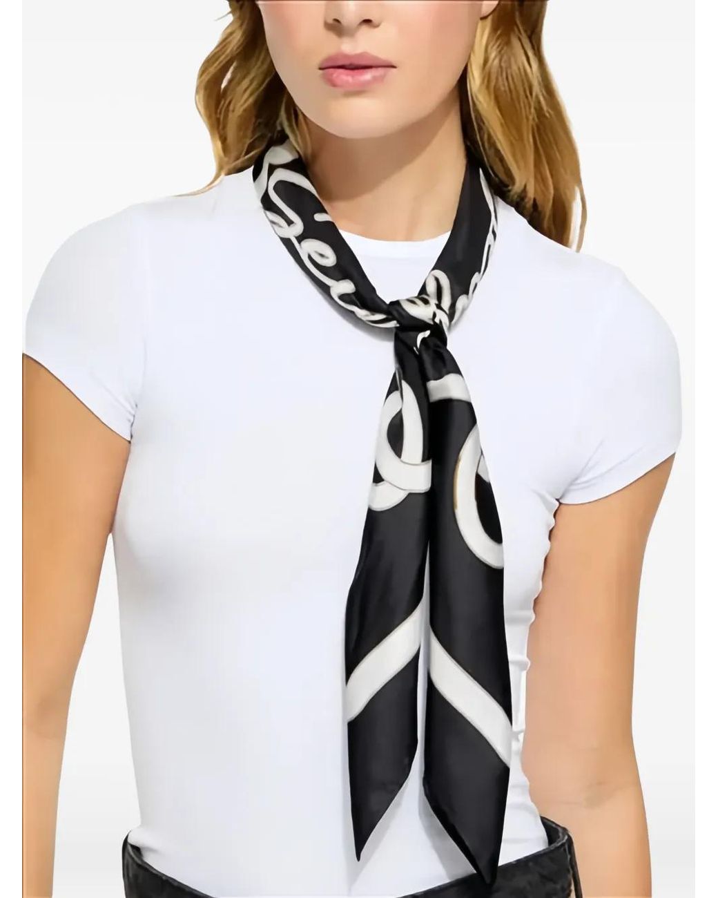 Kurt Geiger Black Square Patterned Scarf