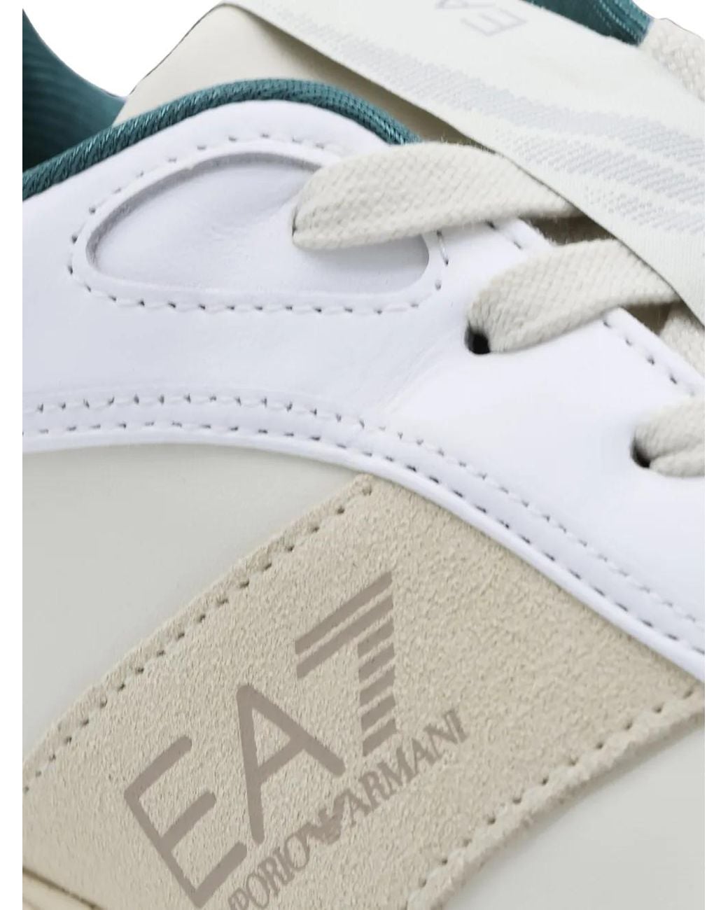 EA7 White Logo-Print Panelled Sneakers for men