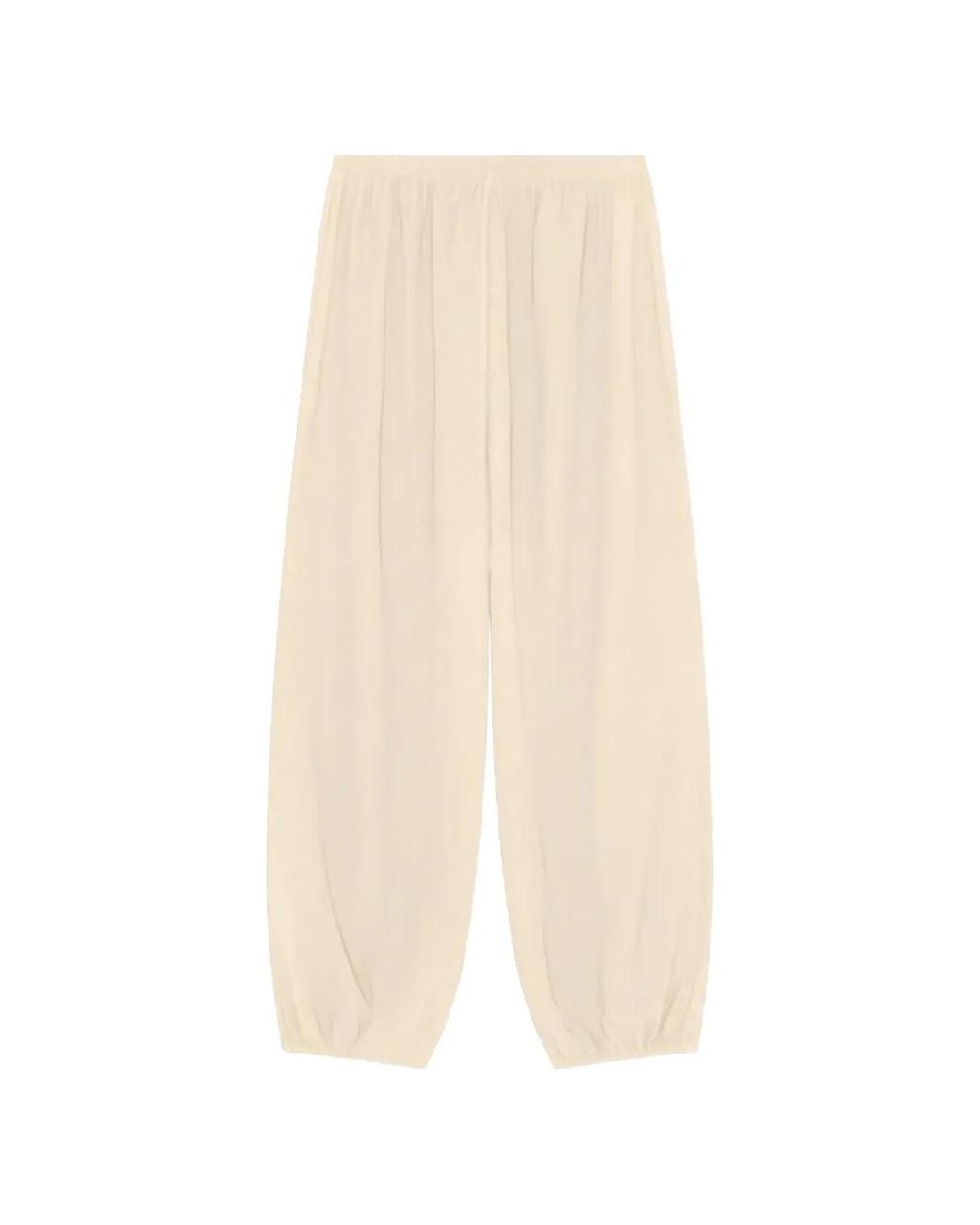 Herskind White Nya Elasticated-Waistband Cuffed Trousers