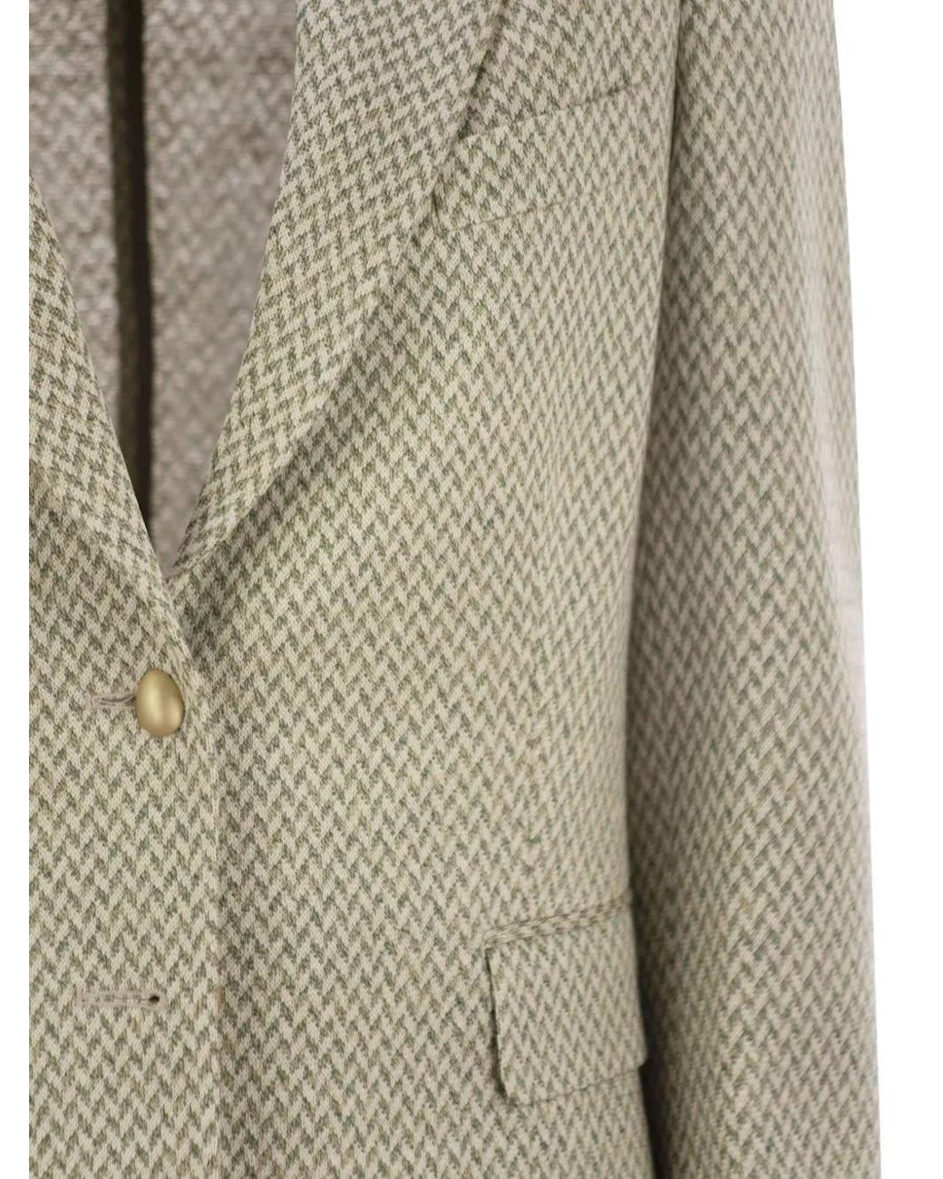 SAULINA Natural Angelica Herringbone Button-Fastening Blazer