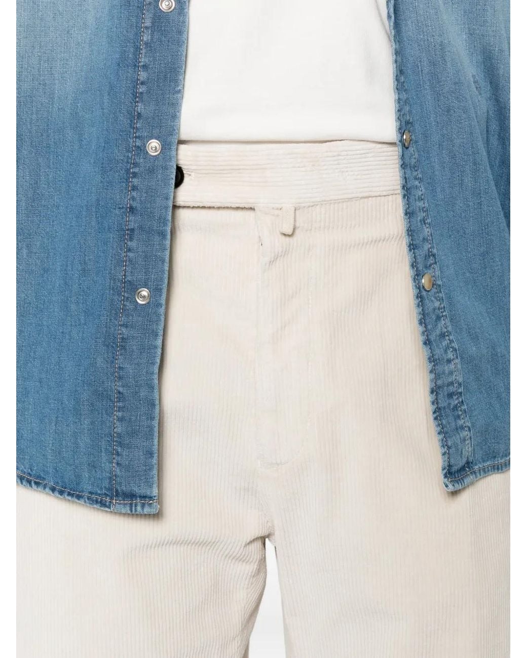 Berwich Blue Chiaia Gd Pleated Corduroy Trousers for men