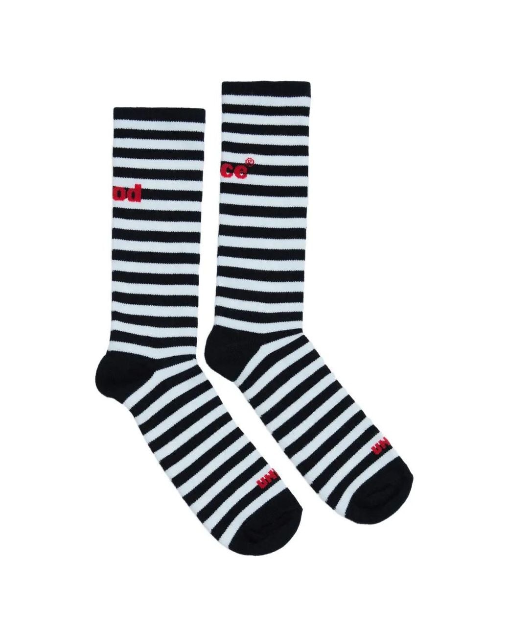 UNNA White R Striped Logo-Embroidered Socks