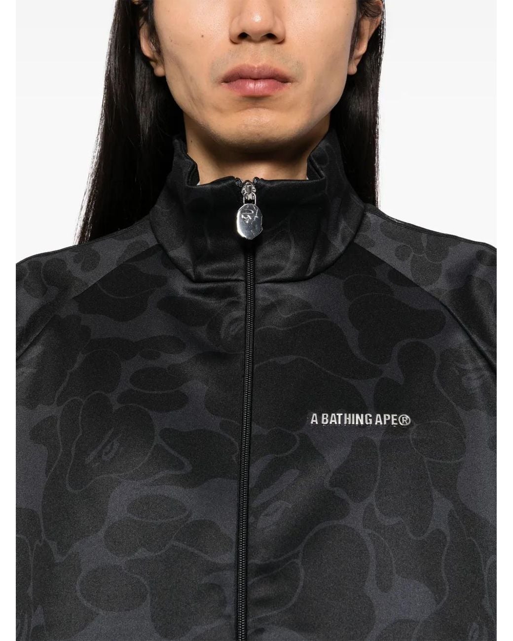 A Bathing Ape Black Tonal Solid Camo Track Jacket for men