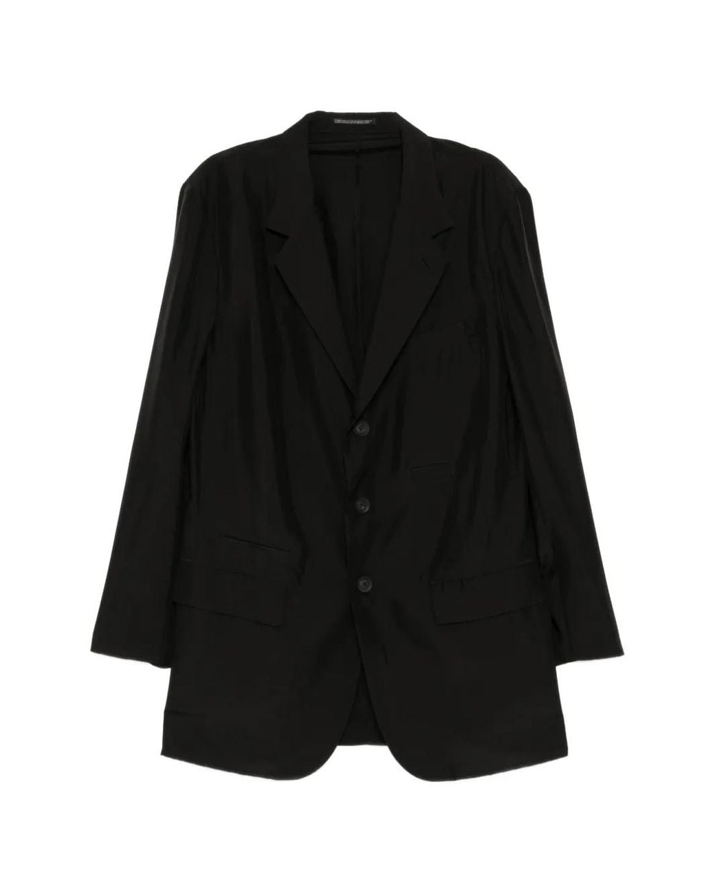 Yohji Yamamoto Black Notched-Lapel Long-Sleeve Jacket for men