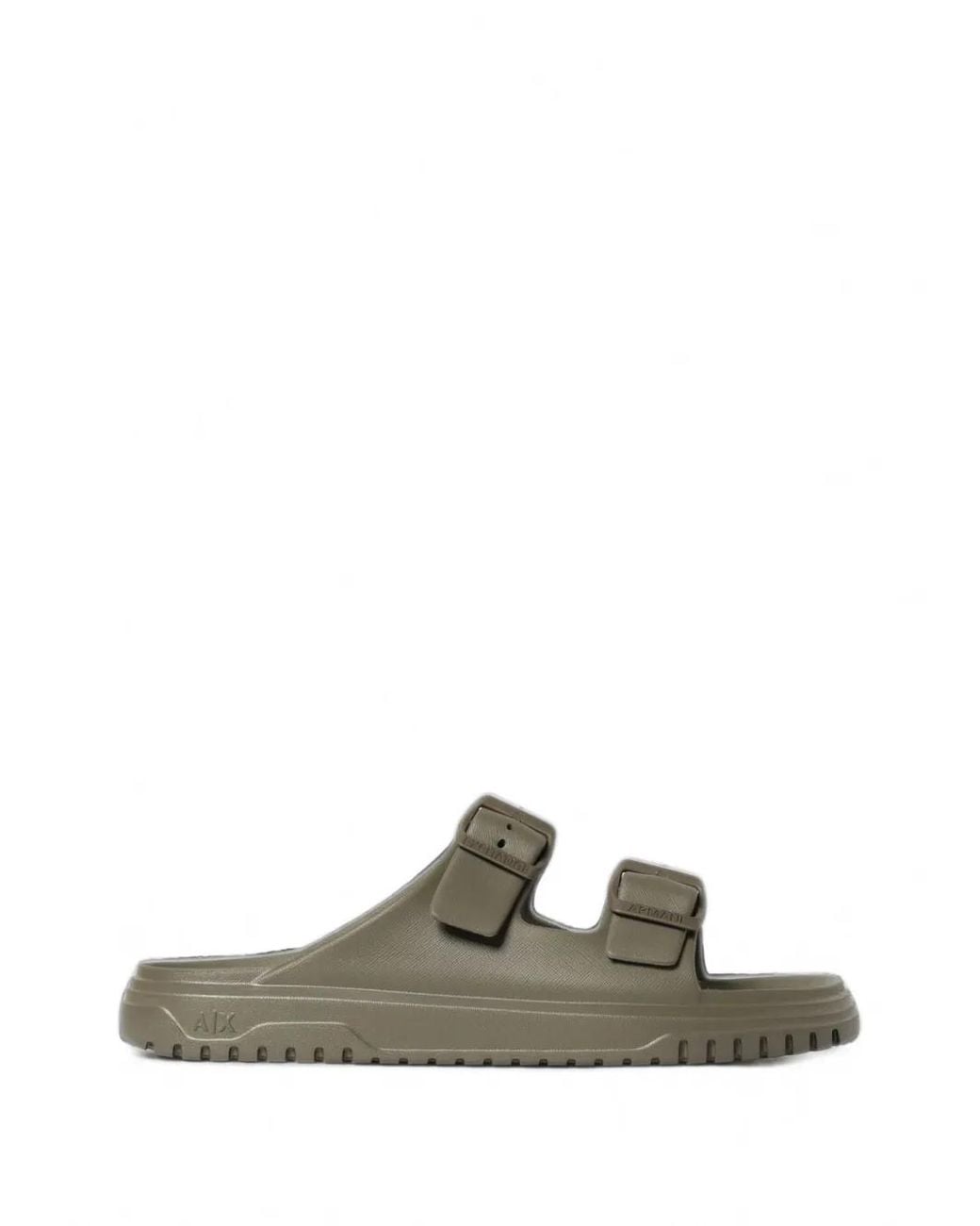 ARMANI EXCHANGE Green Buckle-Strap Sandals for men
