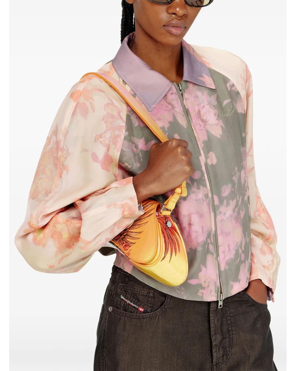 DIESEL Pink Floral Bomber Jacket