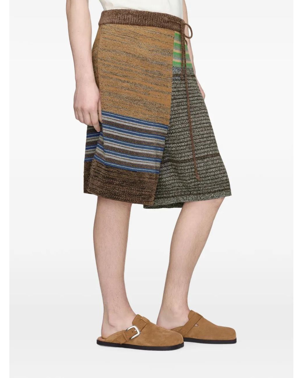 Maison Margiela Green Patchwork Knit Shorts for men