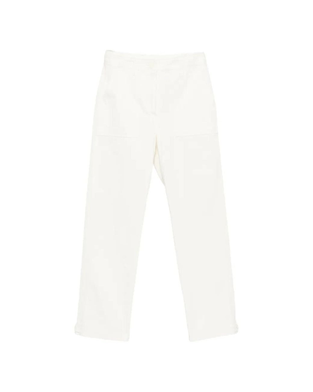 Aspesi White Pantalon Droit À Poches Plaquées