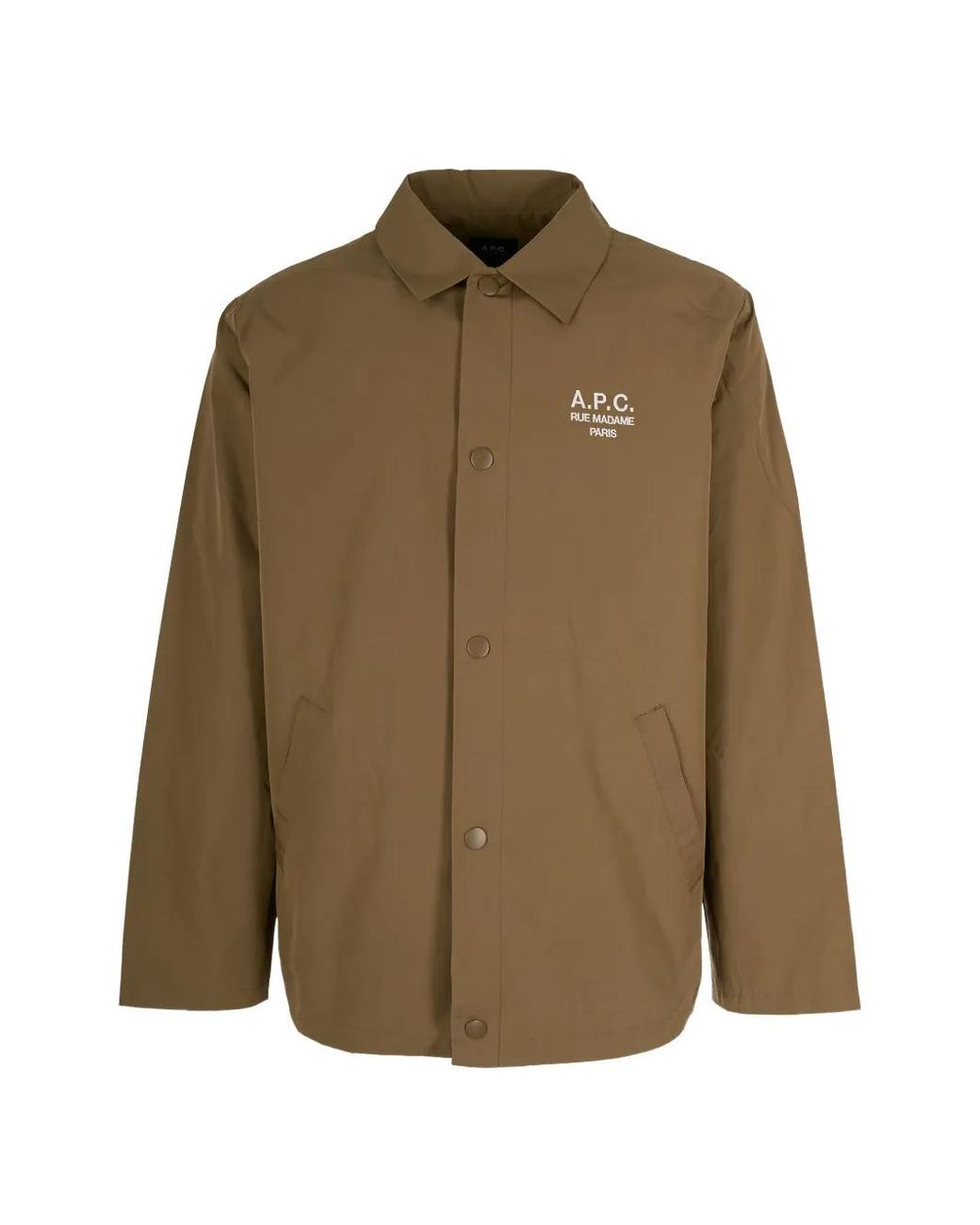 A.P.C. Green Buttoned Logo-Detail Shirt Jacket for men