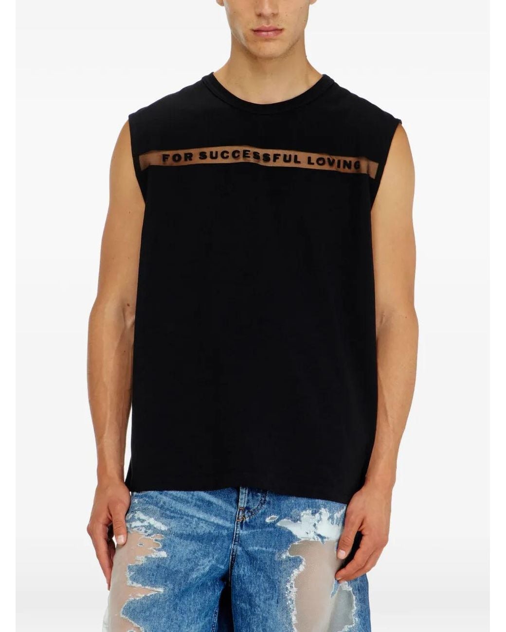 DIESEL Black Tank Top With For Successful Loving Logo