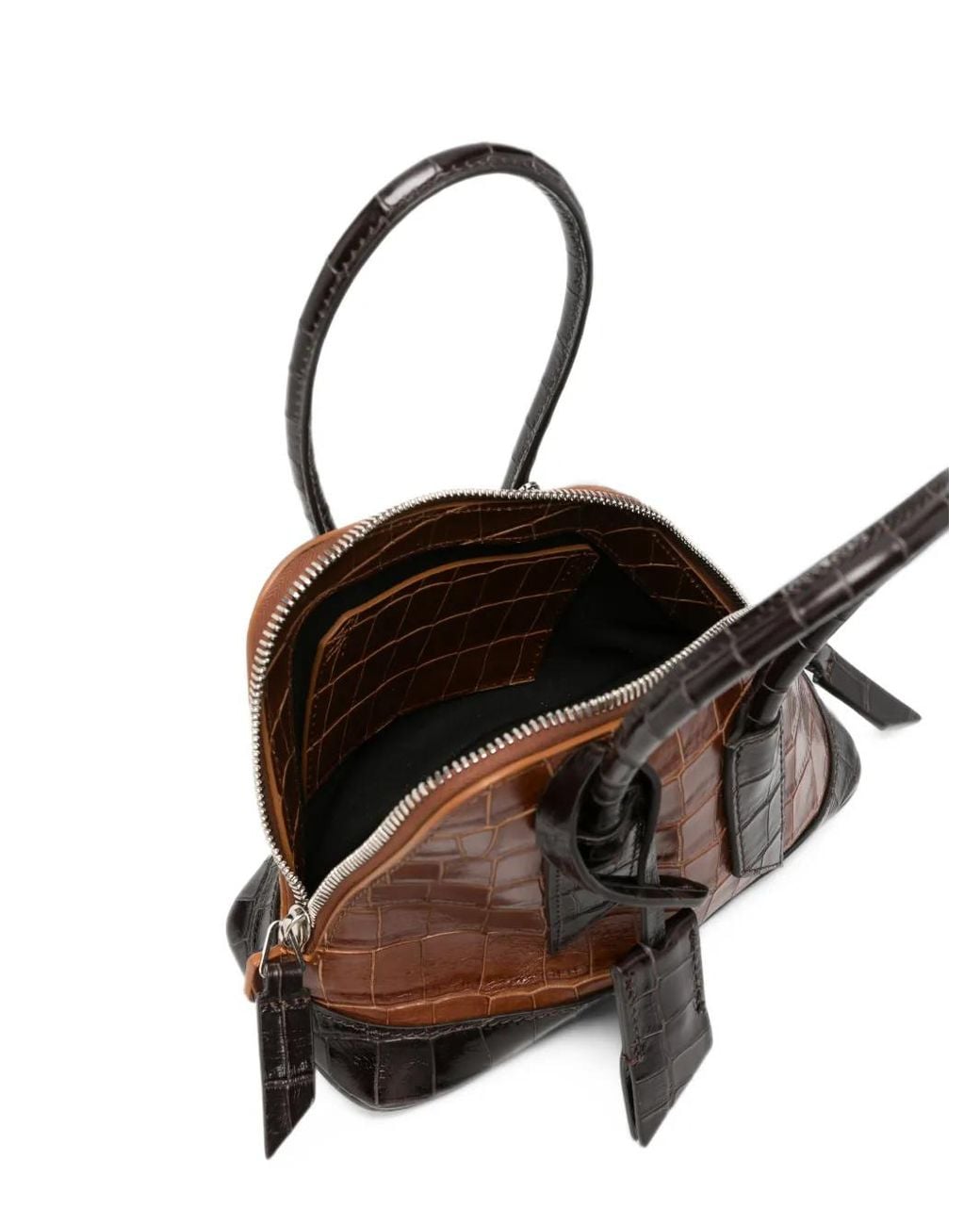 The Attico Brown Mini Sant Ambroeus Croc-Effect Tote Bag