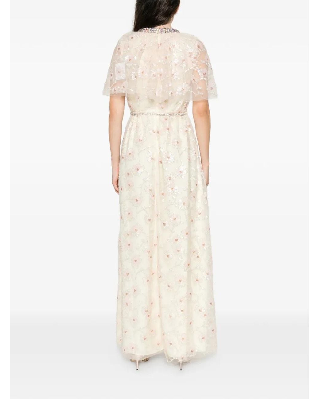 Self-Portrait Sequined-Florals Embellished Dress in White | Lyst