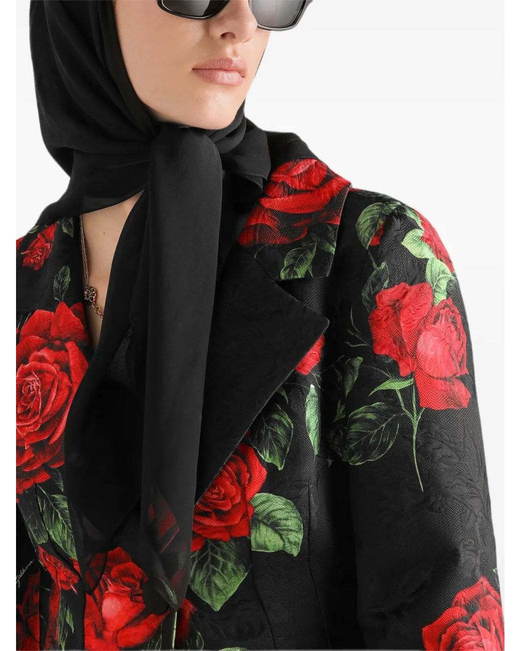 Dolce & Gabbana Red Exclusive Rose-Print Coat