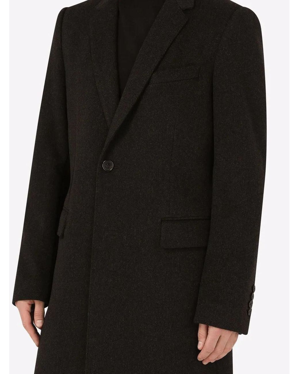 Dolce & Gabbana Black Single-Breasted Wool-Cashmere Coat for men