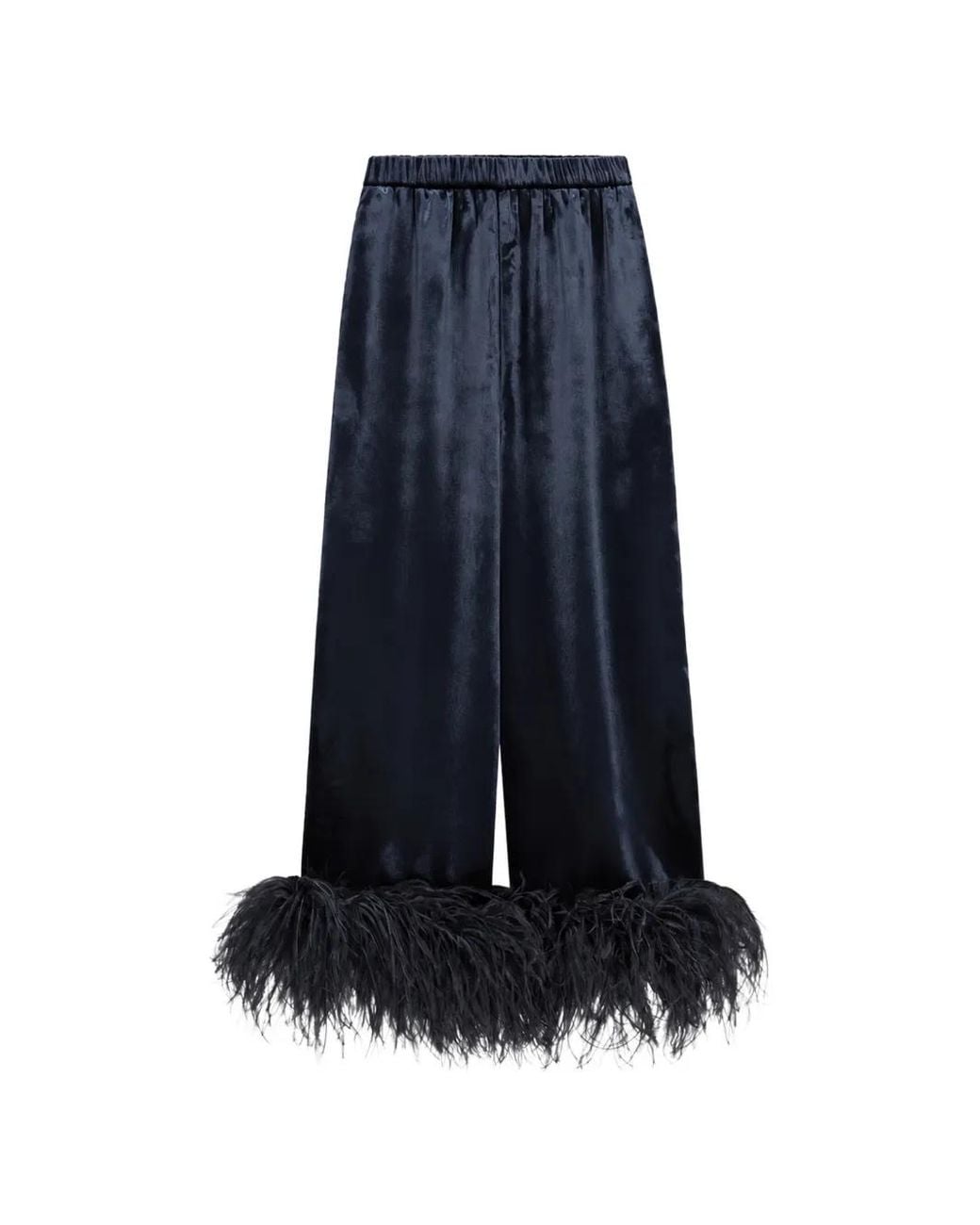 16Arlington Blue Joelle Feather-Trim Trousers
