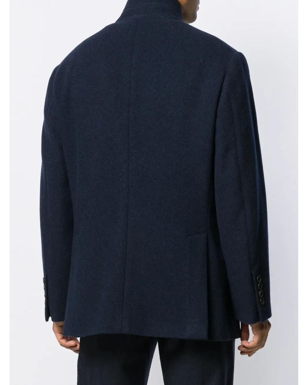 Brunello Cucinelli Blue Cashmere Coat for men