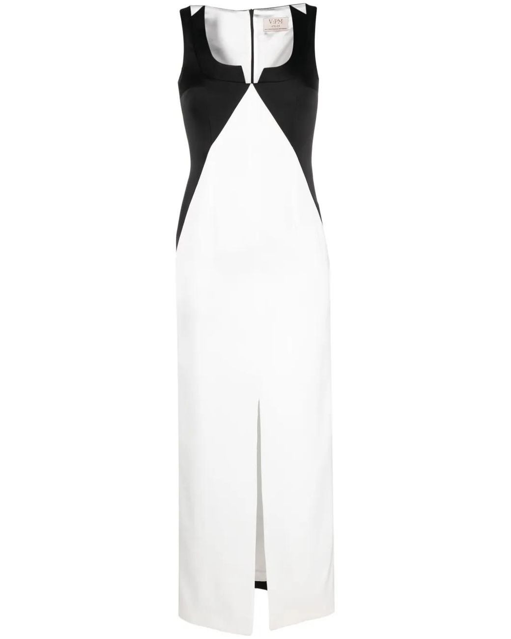 V:PM ATELIER White Cassis Colour-Block Crepe Maxi Dress